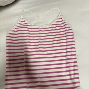 American Eagle Outfitters Pink and White Striped Chemise